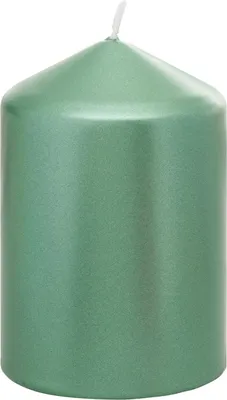 Image de Bougie MagicHome Noël, 7x10 cm, cylindrique, verte, effet métallique