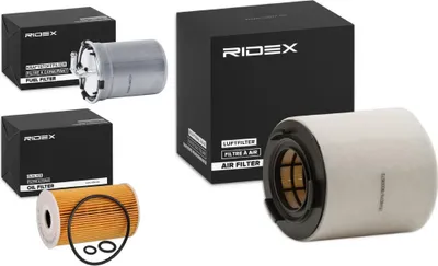 Produktbild von RIDEX Filterset Inspektionspaket Filtersatz für VW Golf V Schrägheck (1K1) GOLF VI (5K1) Polo Schrägheck (6R1, 6C1) für BMW 3 Limousine (E46)