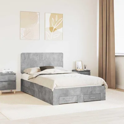 Obrázok produktu pre Maison Exclusive – rám postele s čelom, betónovo sivý, 135 x 190 cm, drevený materiál