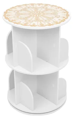 Produktbild von Drehbares Bücherregal, 2-stöckiges Design, moderner Stil, WEISS