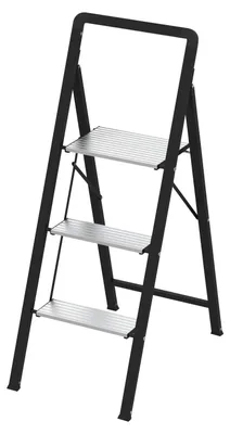 Treppleiter 3 Stufen, Aluminium, 113 cm hoch, 41 cm breit