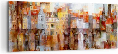 Produktbild von Bild auf Leinwand - Leinwandbild - Stadt Mietshaus - 120x50cm - Wand Bild - Wanddeko - Wandbilder - Leinwanddruck - Bilder - Kunstdruck - Wanddekoration - Leinwand bilder - Wandkunst - AB120x50-3476