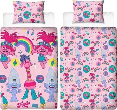 Produktbild von Trolls 2 - "World Tour" Bettwäsche, wendbar TC250 (Einzelbett) (Pink/Bunt)