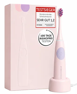 Produktbild von Wondersmile Kids Schallzahnbürste Fairy Rose - elektrische Kinderzahnbürste ab 3 Jahren, 2 Putzmodi, Timer, 30 Tage Akku, induktive Ladestation