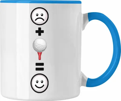 Produktbild von Trendation - Golf Tasse Geschenk für Golf-Spieler Lustige Geschenkidee :( + Golfball = :) (Blau)