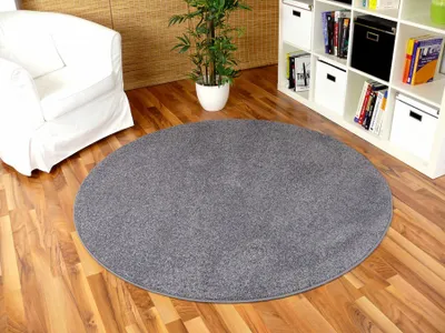 Produktbild von Hochflor Velours Teppich Triumph Grau Rund in 7 Größen, Größe:160 cm Rund