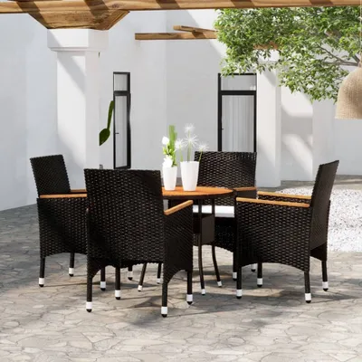 Produktbild von ZMH 5-tlg. Garten-Essgruppe Poly Rattan Schwarz
