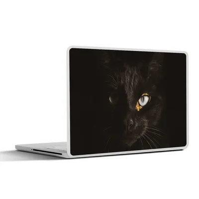 Produktbild von MuchoWow® Laptop Aufkleber Sticker Cover Katze - Gold - Schwarz 25x18 cm - Laptop-Deko