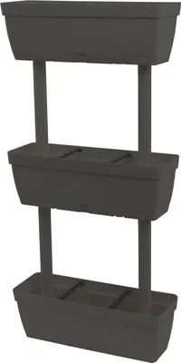 Produktbild von Set von 3 Vasen für den Hausgemüsegarten, Set von 3 Blumen Tür Vasen für Innen oder Außen , 100%  Italy, 49x22h16 cm, Anthrazitfarbe