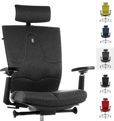 Produktbild von KULIK SYSTEM Ergonomischer Bürostuhl SPACE – Bequemer und verstellbarer Stuhl mit Rückenlehne und Lordosenstütze, azur grau