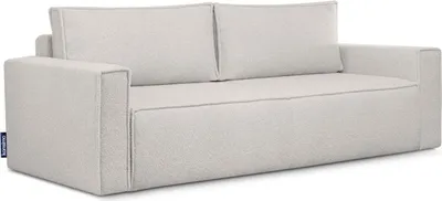 Produktbild von KONSIMO Schlafsofa 3 Personen zeitloses Design mit weiche Sitzfläche und hohe Rückenlehne "NAPI II" ,weiß, Bouclé-Stoff, Modern, 228x89x101 cm