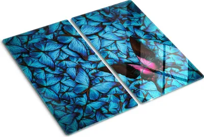 Obrázok produktu pre Sklenená ochranná doska – Kryt varnej dosky – Kryt na indukčnú dosku – 2x30x52 cm – Rýchle čistenie – Tvrdené sklo – Čierny motýľ