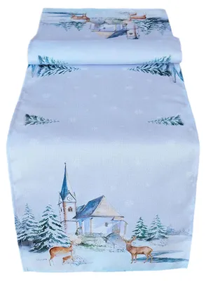 Produktbild von Tischwäsche mit Polyester und Druck Winterkirche 40 x 140 cm