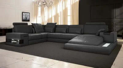 Produktbild von Ecksofa U Form Leder Polster Couch Design