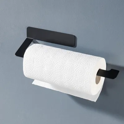 Obrázok produktu pre DEKAZIA® Držiak na kuchynské utierky, čierny, bez vŕtania, nástenný držiak na kuchynský papier, držiak na kuchynské utierky, držiak na papierové rolky, nerezový držiak na kuchynské utierky