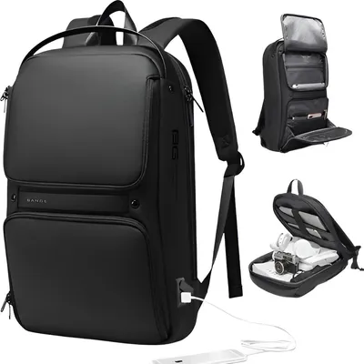 Imagen del producto de CarryQuest® - Mochila de negocios con puerto USB para carga, 15,6 pulgadas, color negro