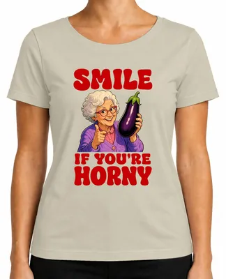 Produktbild von Smile If You're Horny Oma Aubergine Witzig Statement Sarkasmus Damen T-Shirt, Natur, S