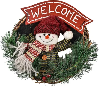 Produktbild von Weihnachtskranz Türkranz Adventskranz Tannenkranz Weihnachtsmann Schneemann Weihnachten Kranz Dekokranz Hängende Tür Wand Verzierung, B