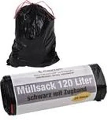 Produktbild von Müllsack 120 Ltr. schwarz mit Zugband 20 Stück 40µm
