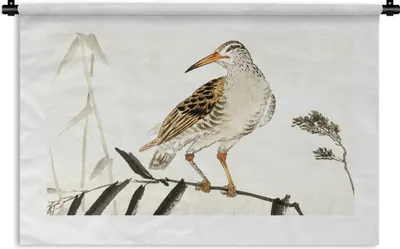Produktbild von MuchoWow® Wandteppich Wandbehang Vogel - Baum - Blätter - Vintage - Japendi 60x40 cm Tapisserie Dekoration Wandtuch - Wanddekorationen