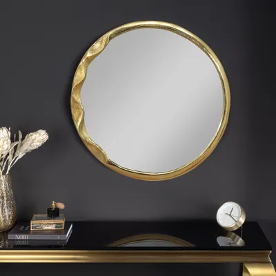 Produktbild von riess-ambiente Runder Wandspiegel ABSTRACT 55cm gold Metall Spiegel Dekoration Deko