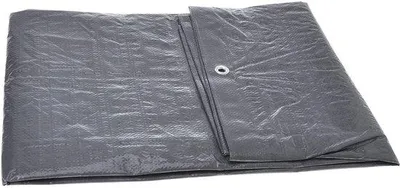 Productafbeelding van Ibenzoa® Waterdichte afdekkap, 2 x 4 meter, grijs, polyethyleen 120 g/m² – met verstevigde aluminium oogjes (12 mm) en gecoate naden