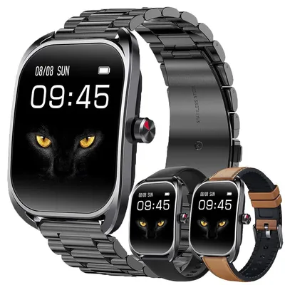 Obrázok produktu pre Ultra tenké inteligentné hodinky AMOLED pre pánov s telefónnou funkciou, vodotesné (5 ATM), športové hodinky s Bluetooth, možnosť prijímania hovorov, monitorovanie spánku, kompatibilné s iOS a Android, farba: hnedá