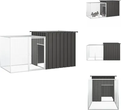 Zdjęcie produktu dla vidaXL Klatka dla królików antracyt 200x91x100 cm stal ocynkowana - Siedliska i wybiegi dla małych zwierząt