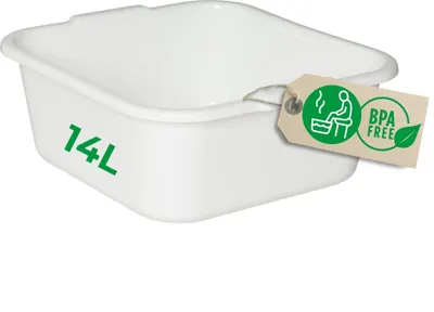 Image de Novaliv Bol de lavage carré 14L, 38x38 cm, Blanc, Sans BPA & Lavable au lave-vaisselle - Idéal pour la cuisine et le camping, Bassin, Grand bol en plastique, Bol de lavage carré, Bol de lavage, Bol de vaisselle
