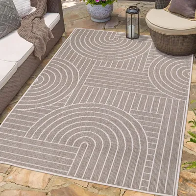Produktbild von Teppich Outdoor Wetterfest - Beige, Creme - Wendeteppich - 200x290 cm - Geometrisches Muster