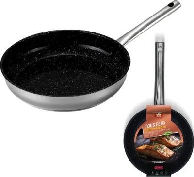 Produktbild von Venteo Kitchenpro Pan Inox - Edelstahlpfanne, Keramikbeschichtung, Antihaft, Induktion 20/24/28cm
