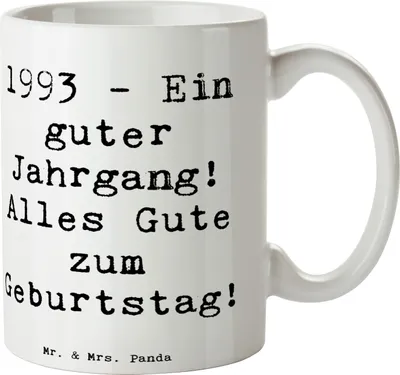 Produktbild von Mr. & Mrs. Panda Kaffeetasse Spruch 1993 Geburtstag - Weiß - Geschenk, liebevolle Geschenke, Tasse, Pott, Becher, Jubiläumsjahr, Alter, Glückwunsch, Happy Birthday