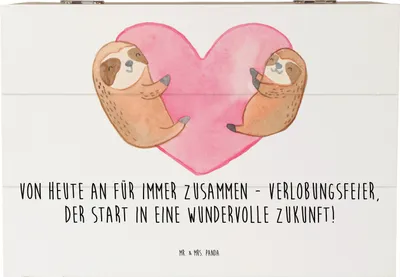 Produktbild von Mr. & Mrs. Panda Holztruhe Verlobungsfeier Zusammen 22 x 15 cm - Weiß - Geschenk, Erinnerungskiste, Kiste, fotokiste, Geschenke, Geschenkbox, Von heute an für immer