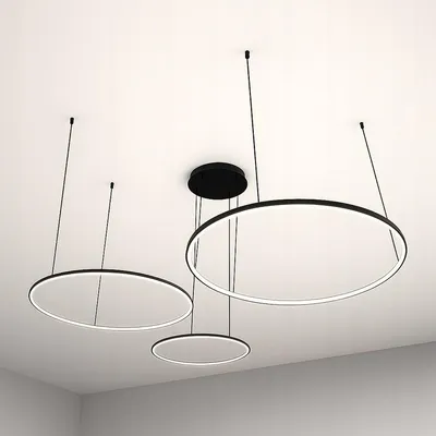 Produktbild von MasterLED LED Pendelleuchte 3-Ring Ø60cm 77W Gold, Dimmbar per Fernbedienung, CCT 3000-6500K, Moderne Hängeleuchte für Esszimmer
