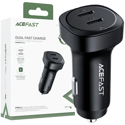 Obrázok produktu pre Acefast B2 autonabjaka, 72 W, 2xUSB-C, PPS, Power Delivery, Quick Charge 3.0, AFC, FCP, ierna
