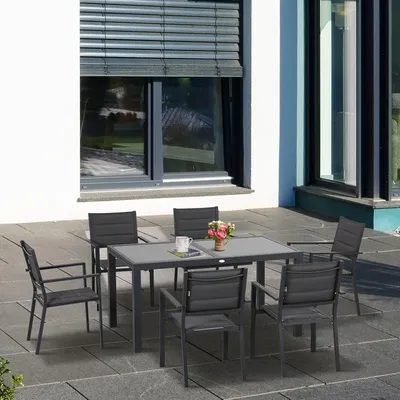 Produktbild von Gartenset - Gartenmöbelset - Esstischset - Balkonset - Aluminium - Ausziehbarer Tisch, 150-210 cm
