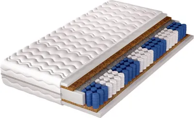 A cross-section of a mattress showing its internal layers.