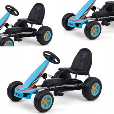 Zdjęcie produktu dla Gokart na pedały COIL, pojazd na pedały dla dzieci, samochód dla dzieci, samochód na pedały, gokart wyścigowy na pedały, gokart, plastikowe koła, maksymalne obciążenie do 30 kg, dla dzieci w wieku od 3 lat, niebieski