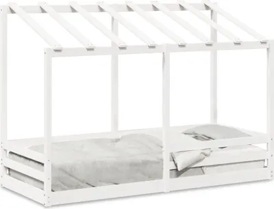 Obrázok produktu pre vidaXL Detská postieľka so strieškou biela 75x190 cm z masívneho borovicového dreva