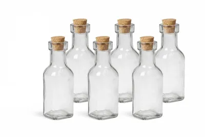 6er Set Glasfläschchen 180 ml mit Korkverschluss – für Öl, Essig, Sirup und Likör