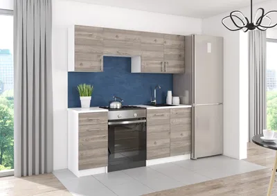 Produktbild von Roe Furniture | Küchenzeile - 180 cm - Braun (Nelson) - Einbauküche, Küchenblock, Singleküche, Singleküchenblock, Küchen - Tischplatte Weiß