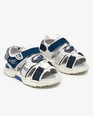 Produktbild von Weiße und marineblaue Jungensandalen mit Klettverschluss Roser-Footwear, Größe 32