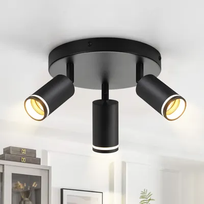 Produktbild von ZMH LED stropní světlo 3 plameny GU10 stropní lampa černé osvětlení průmyslové vintage reflektory otočné reflektory pro chodbu pohyblivé bez žárovek