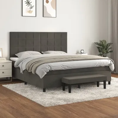 Produktbild von Boxspringbett mit Matratze Dunkelgrau 160x200 cm Samt