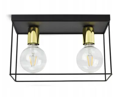 Zdjęcie produktu dla LUXOLAR Lampa sufitowa 2-punktowa E27 LED 60W czarny/złoto - Lampa wisząca sufitowa metalowa LOFT - idealna do biura, sypialni, salonu, jadalni
