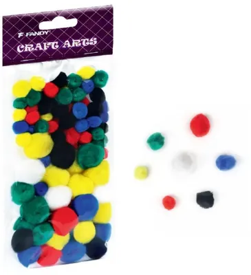 Produktbild von Bunte Pompons, Mix für Bastelarbeiten, 78 Stück