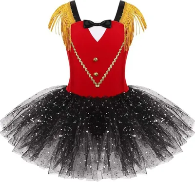 Immagine prodotto di Bambini Ragazze Costume Dimensioni 170-176 Cm Circo Outfits Paillettes Abito Tutu Gonna Tassel Danza Abito Ringmaster Cosplay Travestimento Carnevale Abito Party
