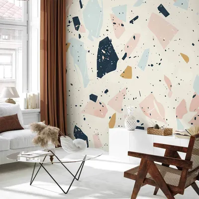 Produktbild von Vlies Fototapete - Terrazzo with Large Scaled Stones in Subdued Colors 250x175 cm Muster f-H-10033-a-a