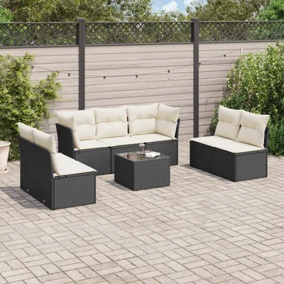 Produktbild von 8-tlg. Garten-Sofagarnitur - mit Kissen Schwarz Poly Rattan - Gartenmöbelset 3249255