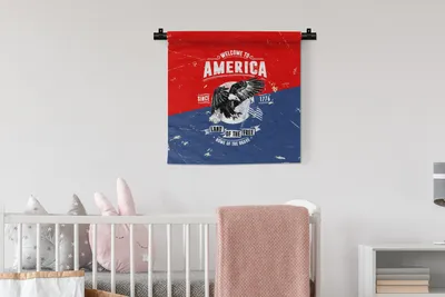 Produktbild von MuchoWow® Wandteppich Wandbehang Jahrgang - Vogel - Amerika 60x60 cm Tapisserie Dekoration Wandtuch - Dekorationen - Wand Decke